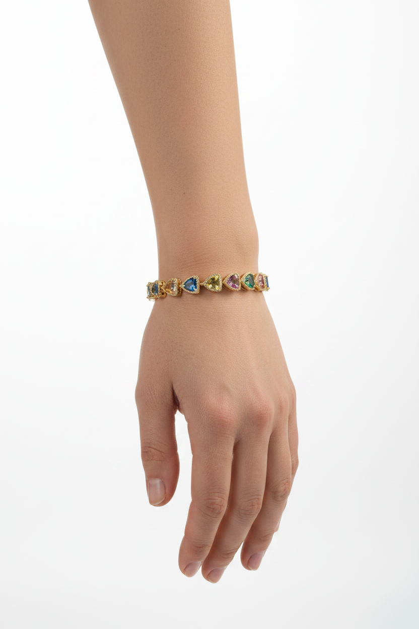 Rainbow Heart Bracelet