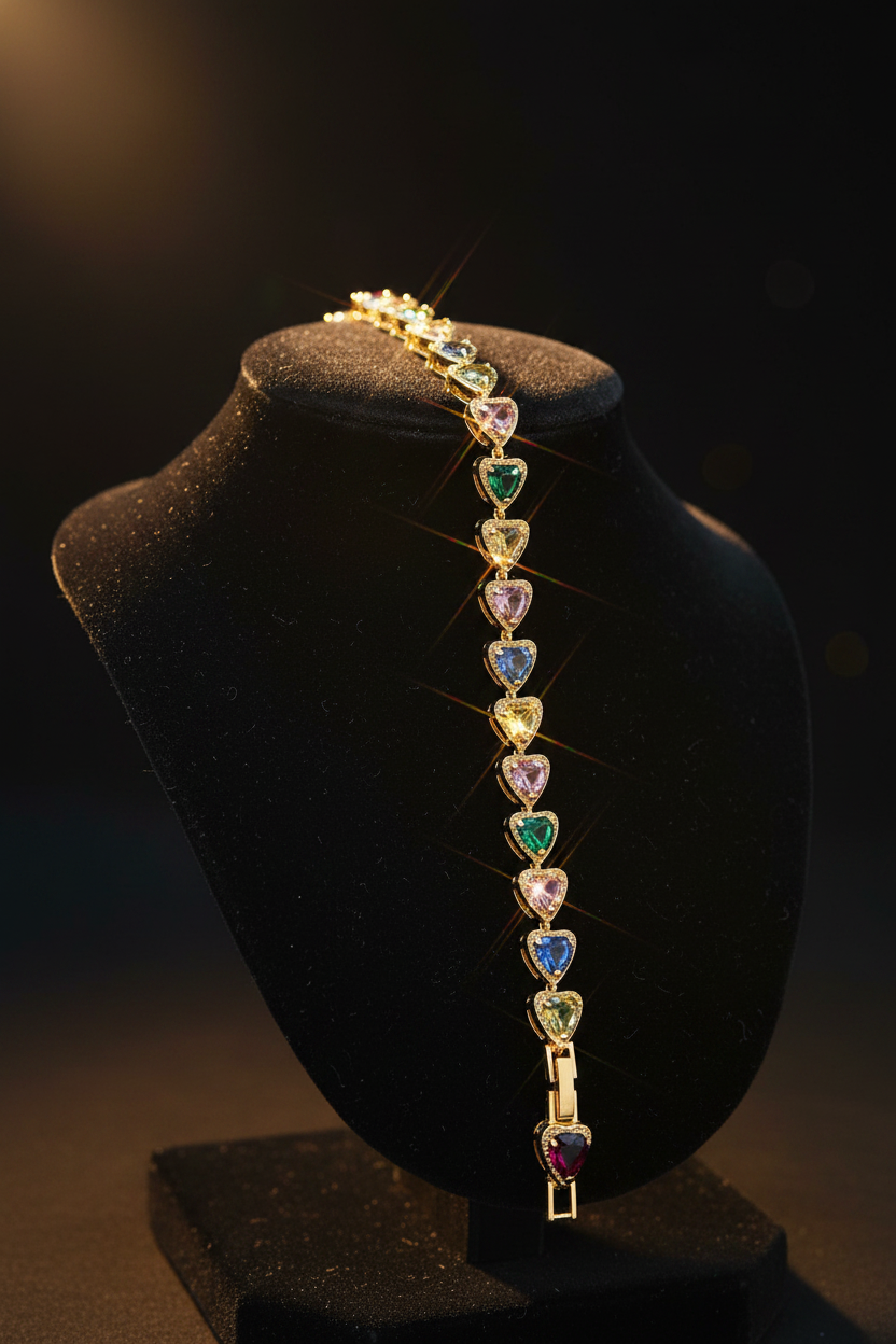 Rainbow Heart Bracelet