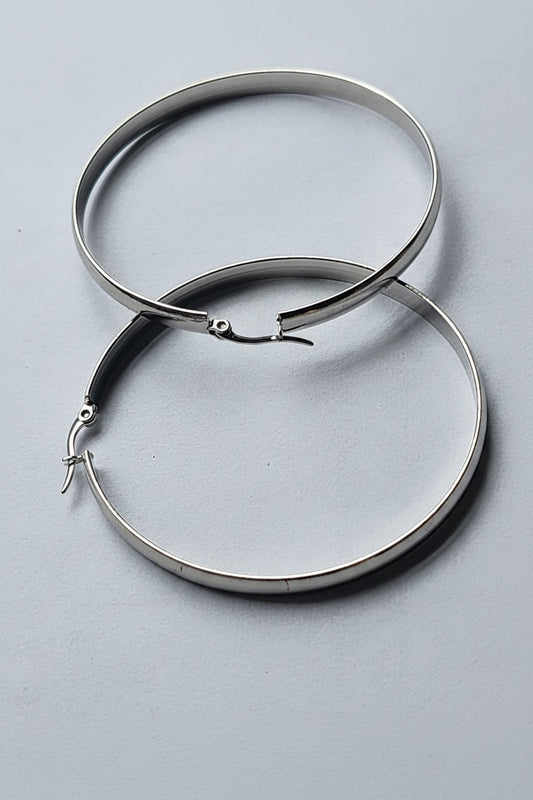 Silver hollow hoop earrings